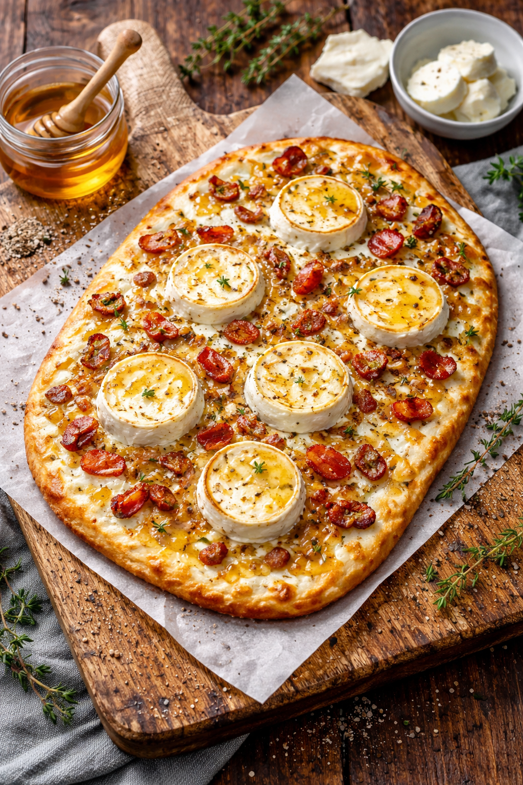 Tarte flambée chèvre miel