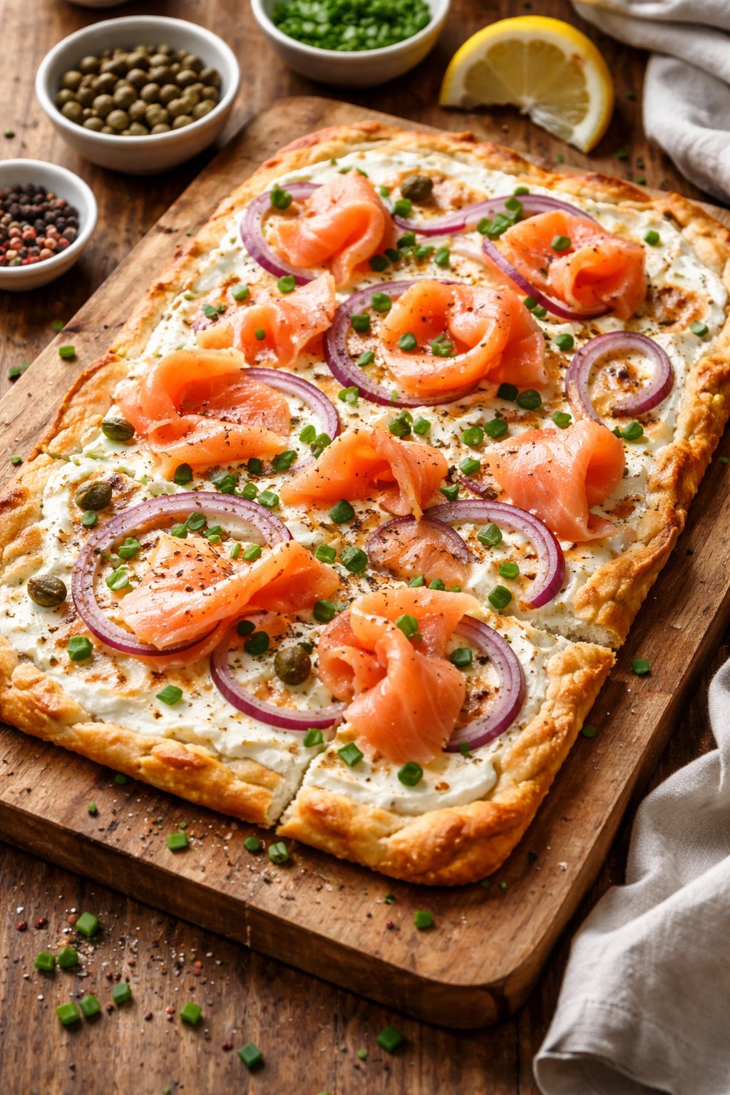 Tarte flambée saumon